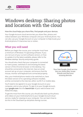 Windows Desktop: Sharing Photos and Location with the Cloud