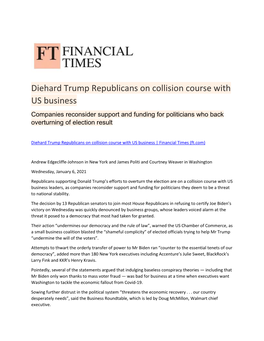 Financial Times: Diehard Trump Republicans on Collision Course