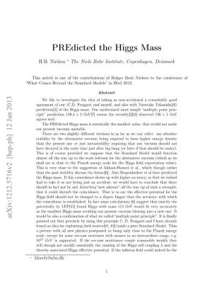 Predicted the Higgs Mass