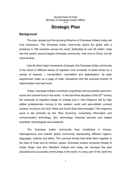 Government of India Ministry of Overseas Indian Affairs **** Strategic Plan