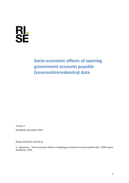 Socio-Economic Effects of Opening Government Accounts Payable (Leverantörsreskontra) Data