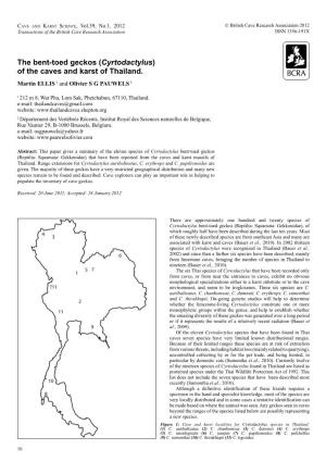 (Cyrtodactylus) of the Caves and Karst of Thailand. Martin ELLIS 1 and Olivier S G PAUWELS 2