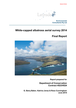White-Capped Albatross Aerial Survey 2014. Report Prepared