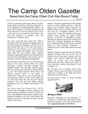 The Camp Olden Gazette News from the Camp Olden Civil War Round Table Fall, 2009