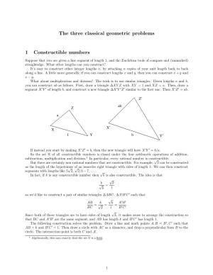 The Three Classical Geometric Problems 1 Constructible Numbers