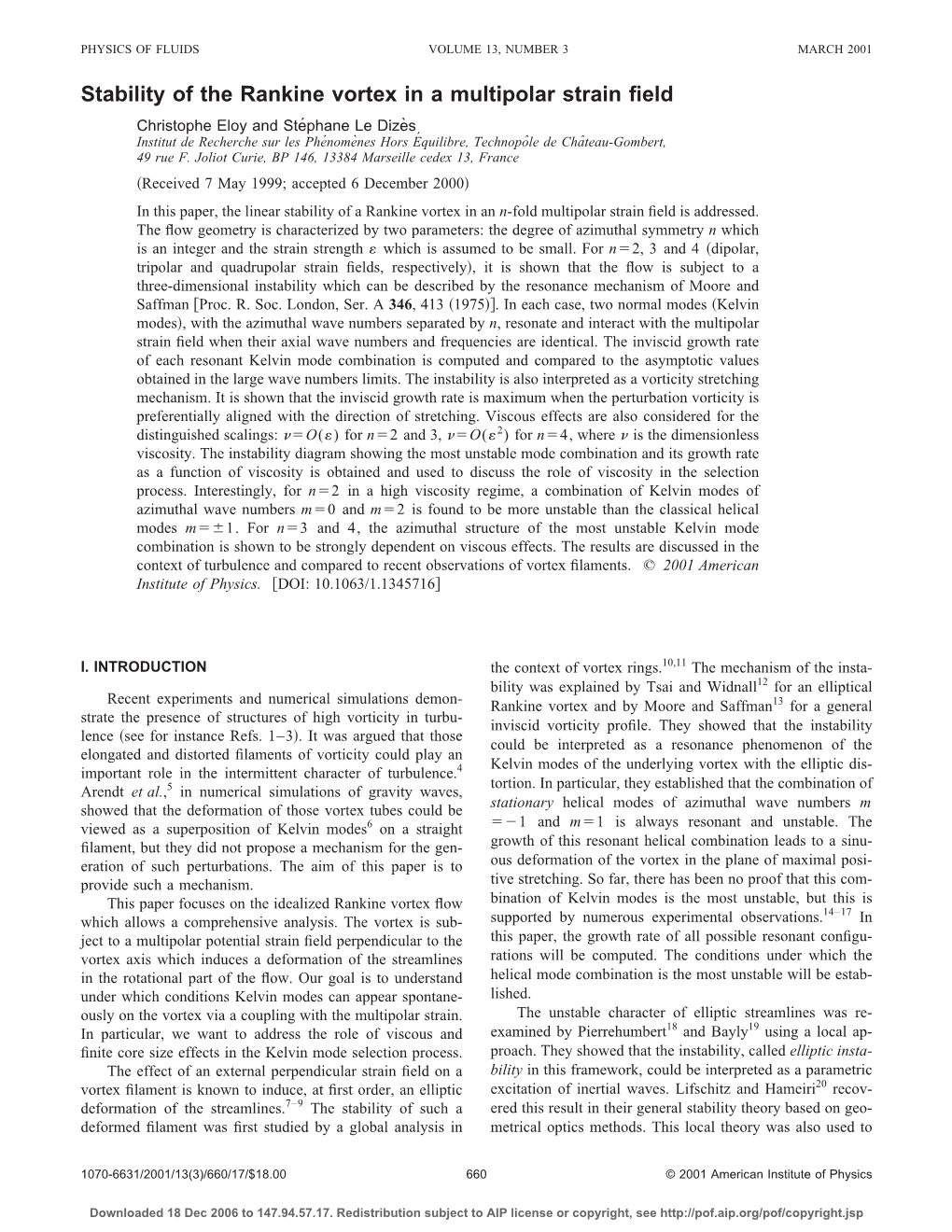 Stability of the Rankine Vortex in a Multipolar Strain Field