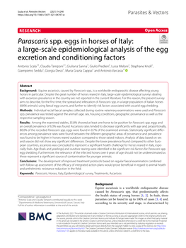Parascaris Spp. Eggs in Horses of Italy