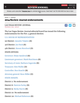 2014 Review-Journal Endorsements