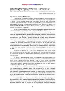 Debunking the Theory of the Firm—A Chronology Steve Keen and Russell Standish [Universities of Western Sydney and New South Wales, Australia]