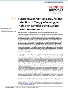 Subtractive Inhibition Assay for the Detection of Campylobacter Jejuni In
