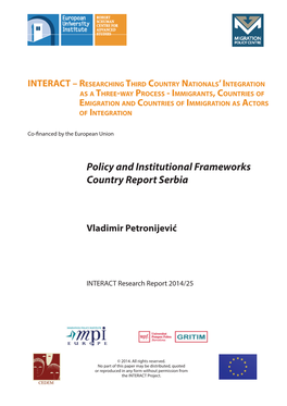 Policy and Institutional Frameworks Country Report Serbia