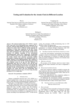 Testing and Evaluation for the Atomic Clock in Different Location