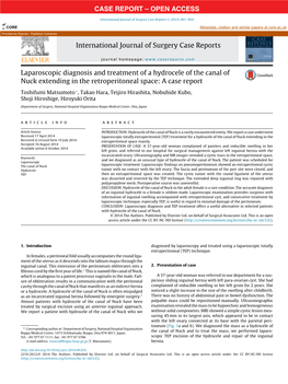 Laparoscopic Diagnosis and Treatment of a Hydrocele of the Canal Of