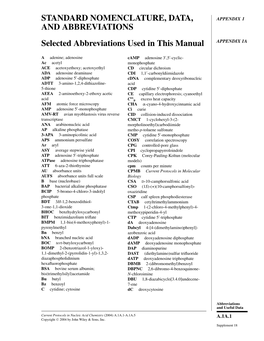 Selected Abbreviations Used in This Manual APPENDIX 1A