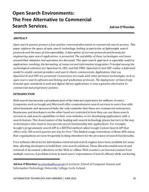 Open Search Environments: the Free Alternative to Commercial Search Services