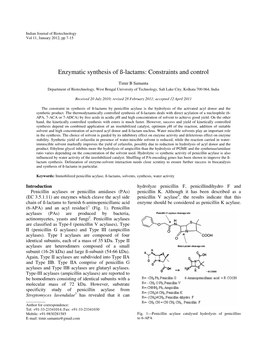 Enzymatic Synthesis of Я-Lactams: Constraints and Control