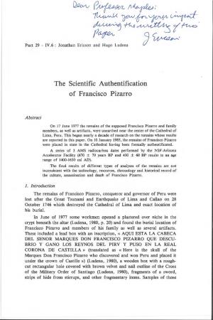 The Scientific Authentification of Francisco Pizarro