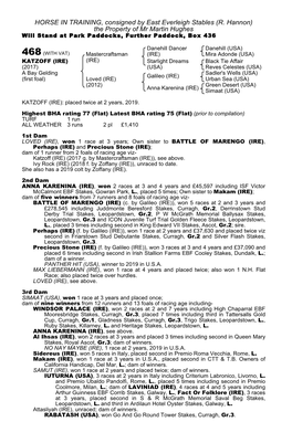 HORSE in TRAINING, Consigned by East Everleigh Stables (R. Hannon) the Property of Mr Martin Hughes Will Stand at Park Paddocks, Further Paddock, Box 436