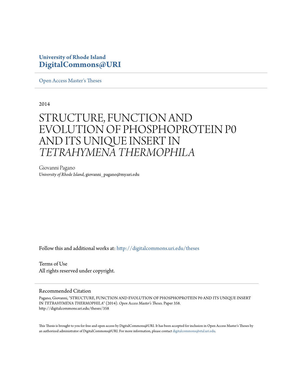 Structure, Function and Evolution Of