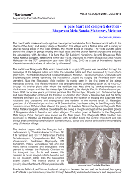 Bhagavata Mela Nataka Mahotsav, Melattur