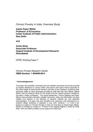 Chronic Poverty in India: Overview Study