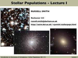 Stellar Populations - Lecture I