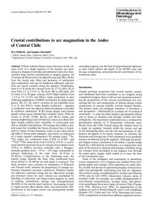 Crustal Contributions to Arc Magmatism in the Andes of Central Chile