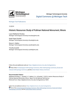 Historic Resources Study of Pullman National Monument, Illinois