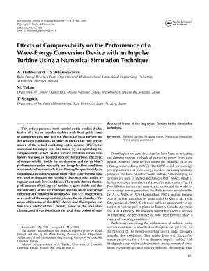 Effects of Compressibility on the Performance of a Wave-Energy Conversion Device with an Impulse Turbine Using a Numerical Simulation Technique
