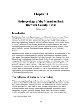 Chapter 14 Hydrogeology of the Marathon Basin Brewster County