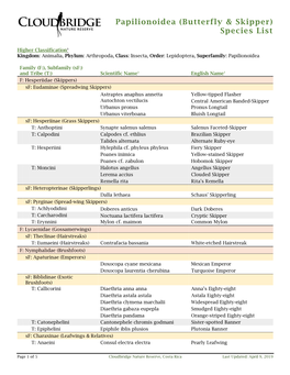 Species List