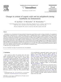 Changes in Content of Organic Acids and Tea Polyphenols During Kombucha Tea Fermentation