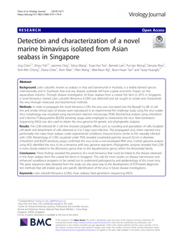 Detection and Characterization of a Novel Marine Birnavirus Isolated from Asian Seabass in Singapore