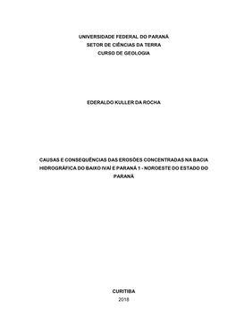 Universidade Federal Do Paraná Setor De Ciências Da Terra Curso De Geologia