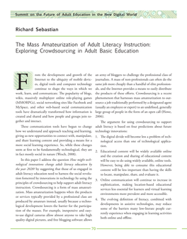 The Mass Amateurization of Adult Literacy Instruction: Exploring Crowdsourcing in Adult Basic Education