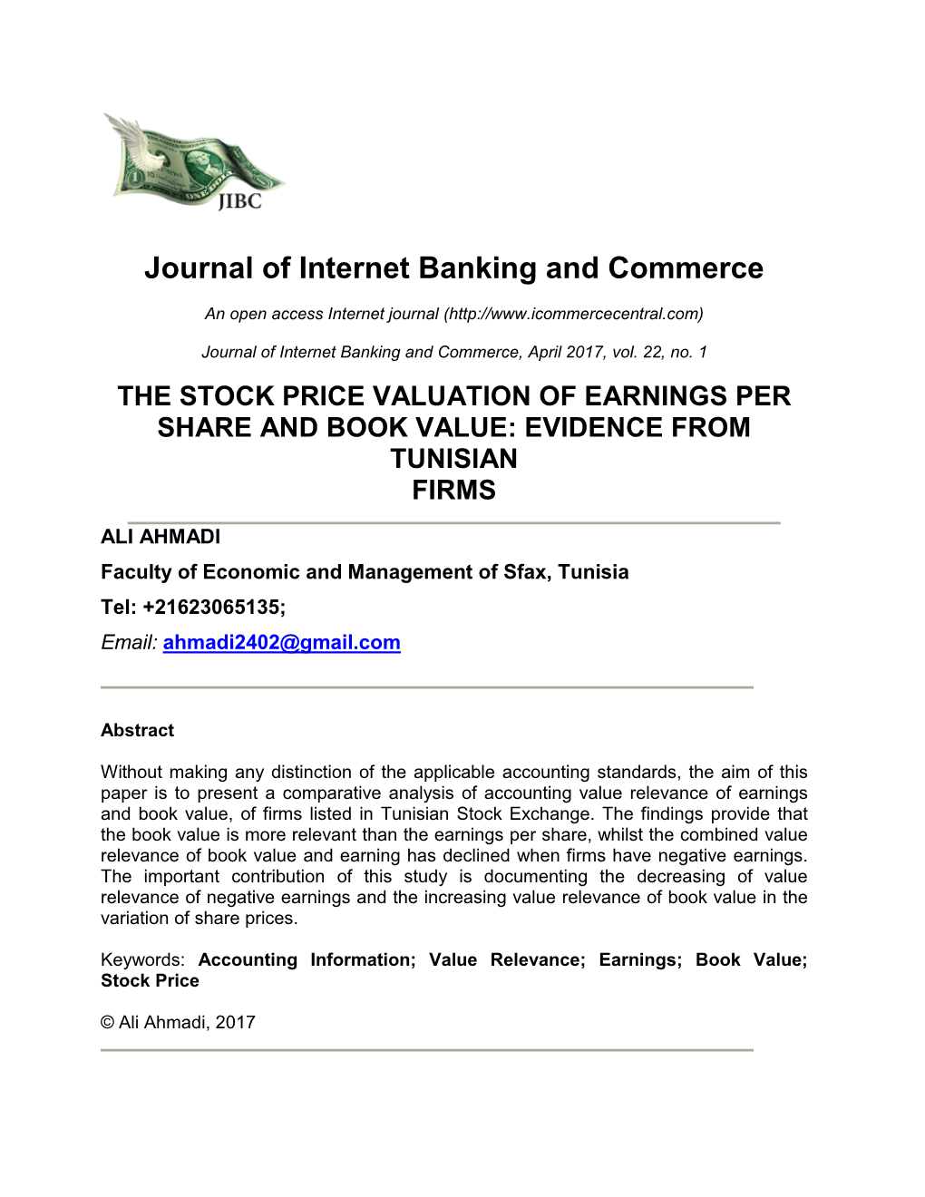 The Stock Price Valuation of Earnings Per Share and Book Value: Evidence from Tunisian Firms