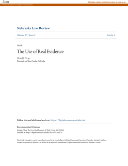 The Use of Real Evidence, 37 Neb