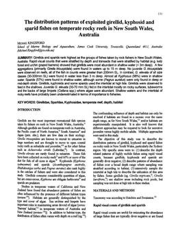 The Distribution Patterns of Exploited Girellid, Kyphosid and Sparid Fishes on Temperate Rocky Reefs in New South Wales, Australia