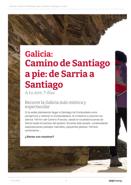 Camino De Santiago a Pie: De Sarria a Santiago, a Tu Aire