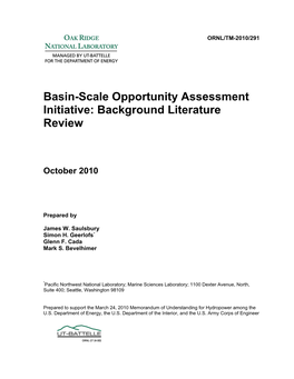 Basin-Scale Opportunity Assessment Initiative: Background Literature Review