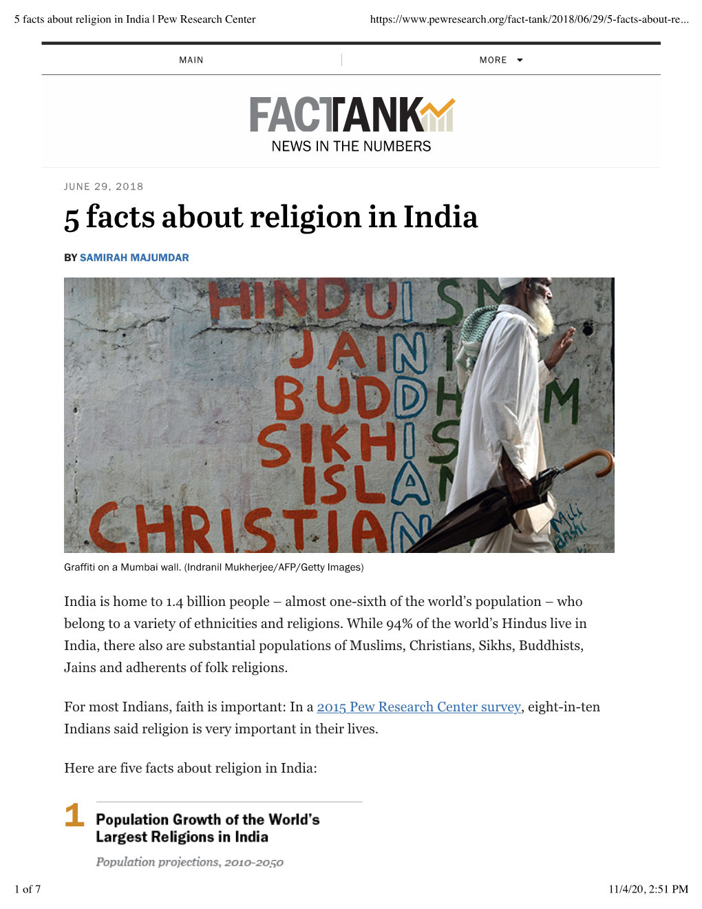 pew research center report on religion in india