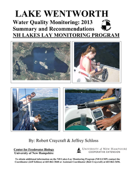LAKE WENTWORTH Water Quality Monitoring: 2013 Summary and Recommendations NH LAKES LAY MONITORING PROGRAM