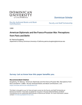 American Diplomats and the Franco-Prussian War: Perceptions from Paris and Berlin
