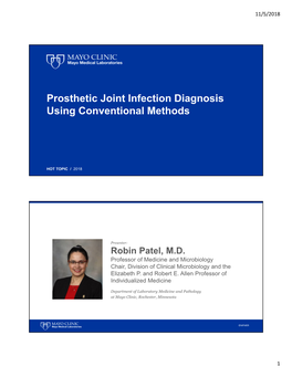 Prosthetic Joint Infection Diagnosis Using Conventional Methods