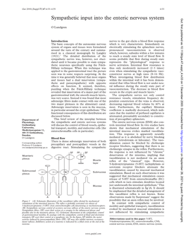 Sympathetic Input Into the Enteric Nervous System Gut: First Published As 10.1136/Gut.47.Suppl 4.Iv33 on 1 December 2000