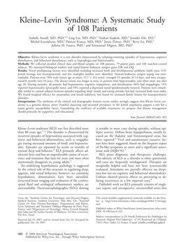 Kleine-Levin Syndrome: a Systematic Study of 108 Patients