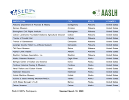 AASLH Steps Participants Updated March 10, 2020 1