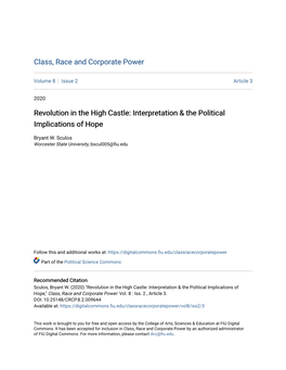 Revolution in the High Castle: Interpretation & the Political Implications of Hope