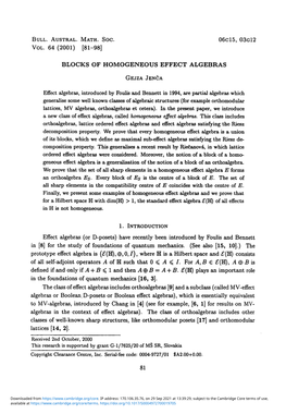 Blocks of Homogeneous Effect Algebras