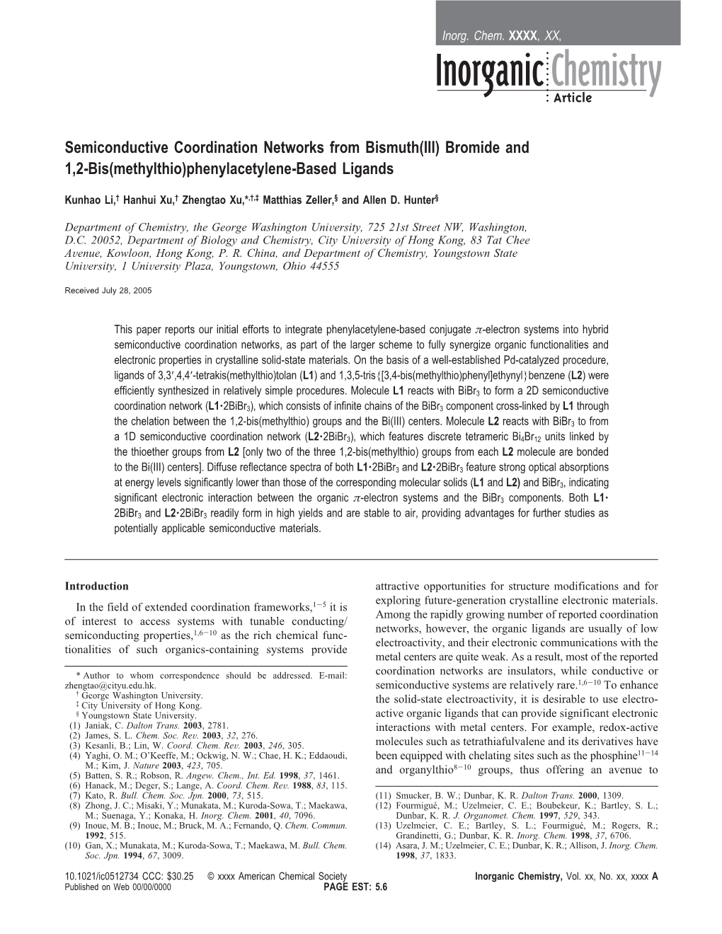 Semiconductive Coordination Networks from Bismuth(III) Bromide and 1,2-Bis(Methylthio)Phenylacetylene-Based Ligands